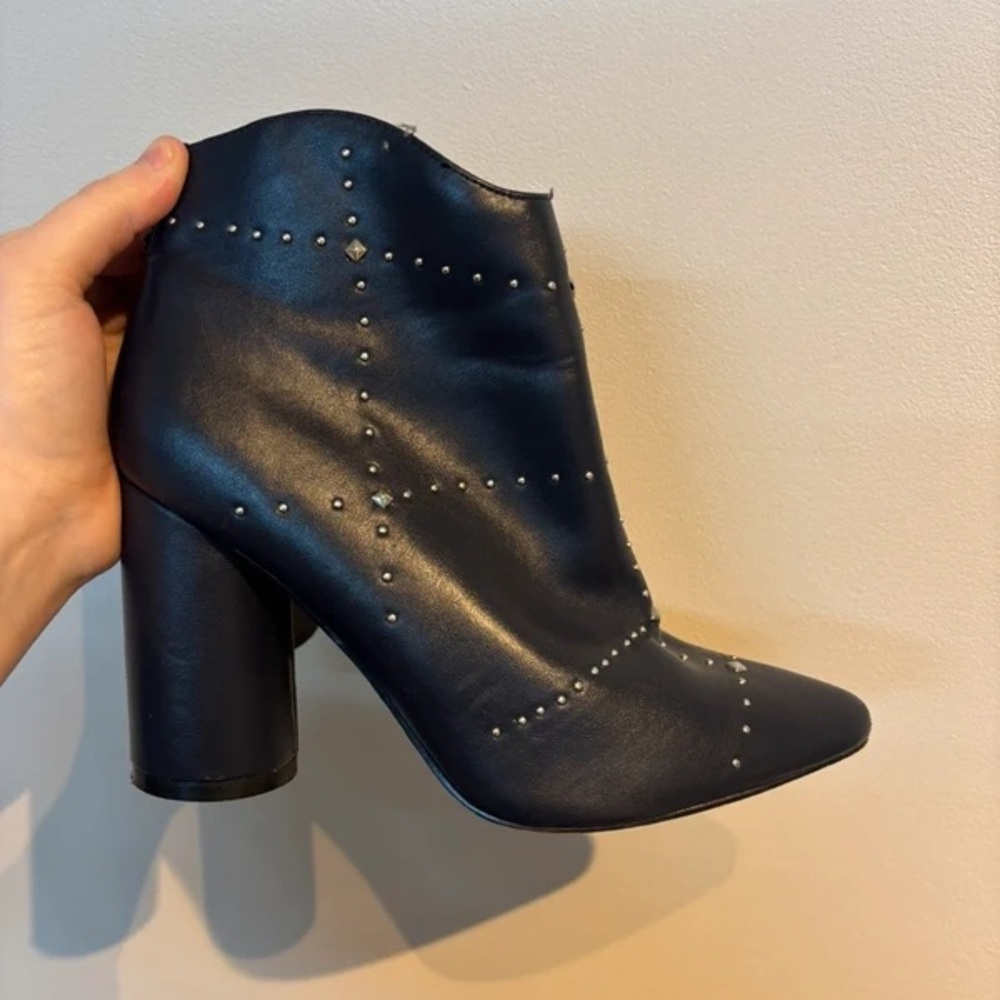 Elegant Black Studded Heeled Boots